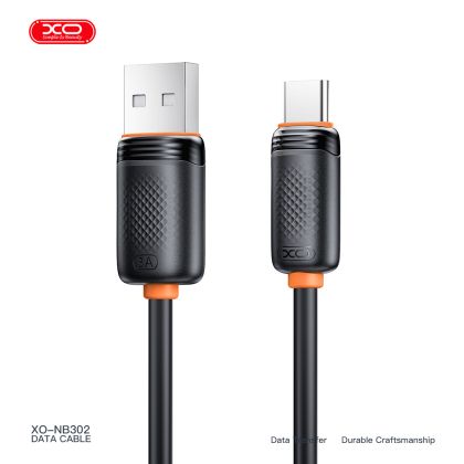 Кабел USB XO NB 302 3A Type C Black