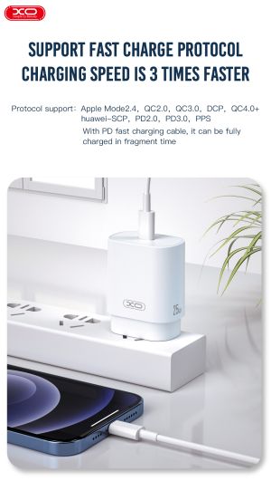 Адаптер 220V XO L91 25W с USB C-Lightning кабел
