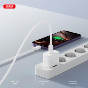 Адаптер 220V XO L167 25W с USB C - USB C кабел