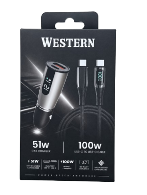 Адаптер 12V Western 51W A+C с USB kabel 100W C-C
